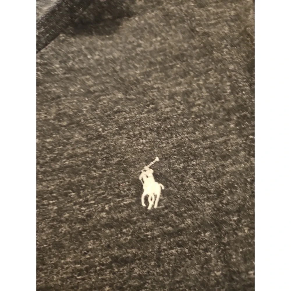Polo Ralph Lauren V-neck Classic Fit T Shirt Size Small Charcoal White Logo(1359